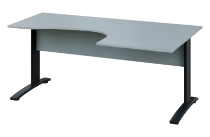 CEK 27 - 187 stůl kancelářský, rohový, pravý, kovová podnož černá, deska 25 mm, široký 1800 mm, šedá